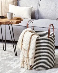 Outlet Beliani Puuvillakori Valkoinen/Musta 39 Cm Ichka