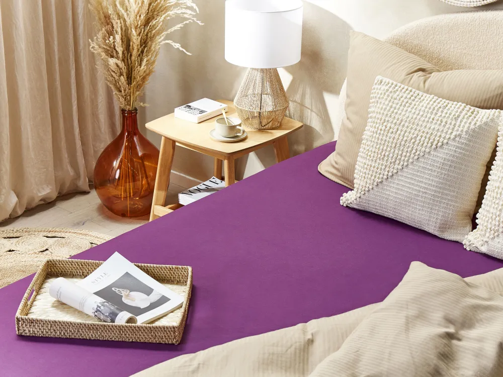 Hot Beliani Puuvillalakana Muotoonommeltu Purppura 200 X 200 Cm Janbu