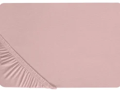 Tekstiilit<Beliani Puuvillalakana Muotoonommeltu Vaaleanpunainen 90 X 200 Cm Hofuf