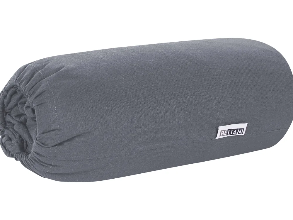 Store Beliani Puuvillalakana Muotoonommeltu Tummanharmaa 200 X 200 Cm Janbu