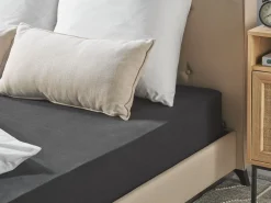 Tekstiilit<Beliani Puuvillalakana Muotoonommeltu Musta 90 X 200 Cm Hofuf