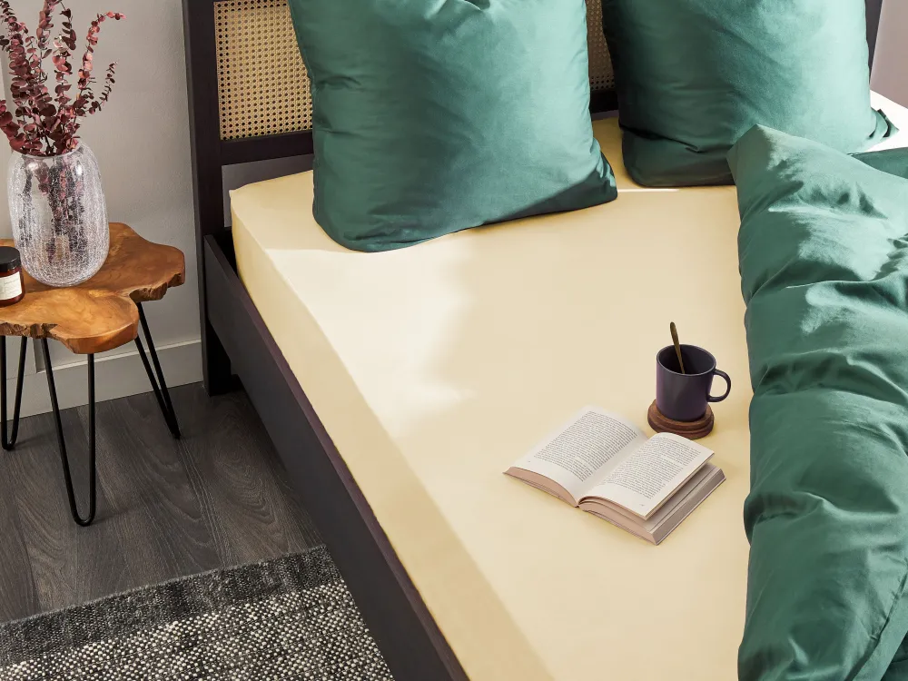 Lastenhuone<Beliani Puuvillalakana Muotoonommeltu Beige 90 X 200 Cm Janbu