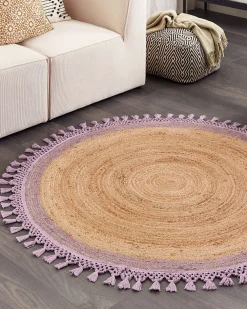 Matot<Beliani Pyorea Matto Juutti Beige/Violetti 140 Cm Marts