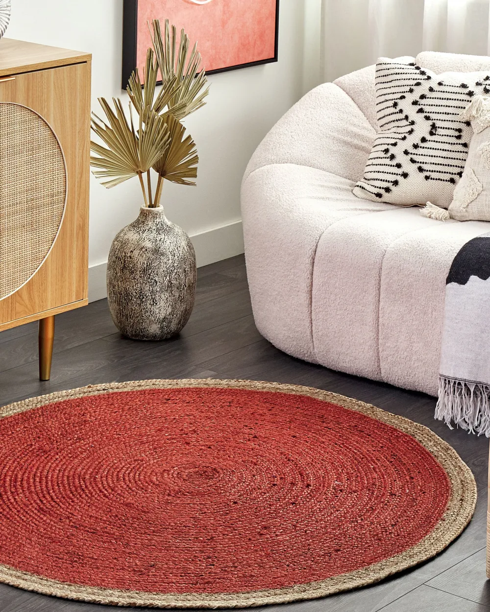 Clearance Beliani Pyorea Matto Juutti Koralli 120 Cm Menemen