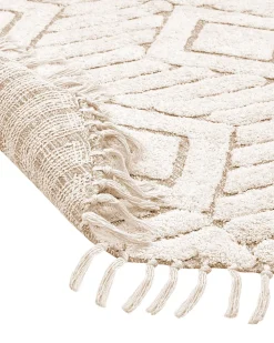 Best Beliani Pyorea Matto Puuvilla Beige 140 Cm Horasan