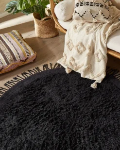 Hot Beliani Pyorea Matto Puuvilla Musta 140 Cm Bitlis