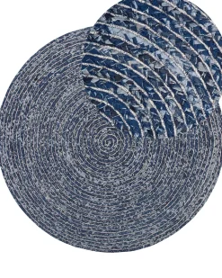 Cheap Beliani Pyorea Matto Puuvilla Tummansininen 140 Cm Buluca