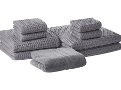 Tekstiilit<Beliani Pyyhesetti 9 Kpl Harmaa Puuvilla Areora