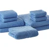 Store Beliani Pyyhesetti Puuvilla Sininen 9 Kpl Areora