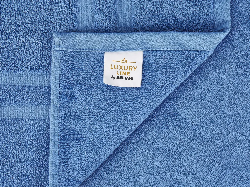 Store Beliani Pyyhesetti Puuvilla Sininen 9 Kpl Areora