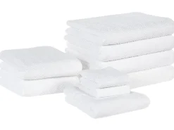 Hot Beliani Pyyhesetti Puuvilla Valkoinen 9 Kpl Mitiaro