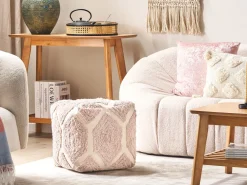 Discount Beliani Rahi Puuvilla Pastellipinkki/Beige 40 Cm Rojhan