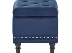 New Beliani Rahi Sametti Säilytystila Tummansininen 37 X 37 Cm Loretto