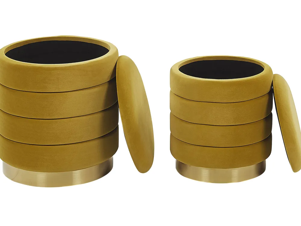 Säilytys<Beliani Rahi Sametti Säilytystila Sinapinkeltainen 2 Kpl Garland