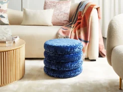 Discount Beliani Rahi Sametti Säilytystila Laivastonsininen 45 Cm Brewton