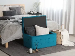 Säilytys<Beliani Rahi Sametti Säilytystila Merensininen 72 X 42 Cm Michigan