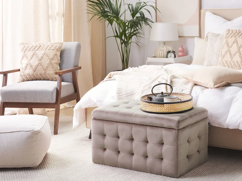 Sale Beliani Rahi Sametti Säilytystila Vaaleanpunainen 72 X 42 Cm Michigan