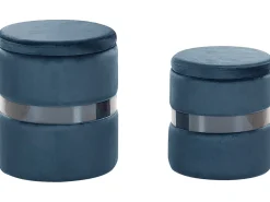 Säilytys<Beliani Rahi Sametti Säilytystila Sininen 2 Kpl Doris