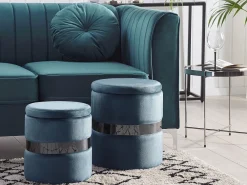 Säilytys<Beliani Rahi Sametti Säilytystila Sininen 2 Kpl Doris