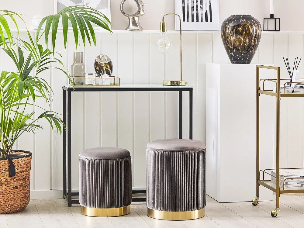 Hot Beliani Rahi Sametti Säilytystila Harmaa 2 Kpl Miramar