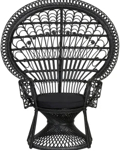 Ulkokalusteet<Beliani Riikinkukkotuoli Rottinki Musta Emmanuelle