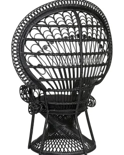 Ulkokalusteet<Beliani Riikinkukkotuoli Rottinki Musta Emmanuelle