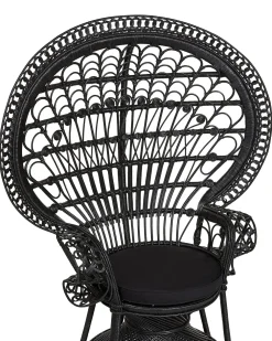 Ulkokalusteet<Beliani Riikinkukkotuoli Rottinki Musta Emmanuelle