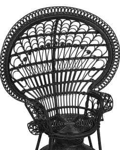 Ulkokalusteet<Beliani Riikinkukkotuoli Rottinki Musta Emmanuelle