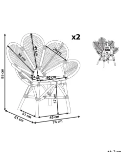 Tuolit<Beliani Riikinkukkotuoli Rottinki Luonnonvari 2 Kpl Florentine Ii