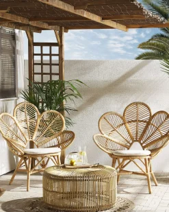 Cheap Beliani Riikinkukkotuoli Rottinki Luonnonvari 2 Kpl Florentine