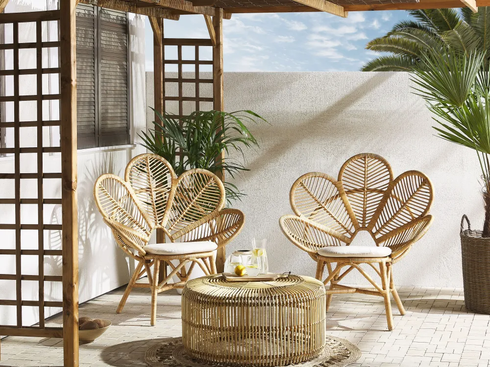 Ulkokalusteet<Beliani Riikinkukkotuoli Rottinki Luonnonvari Florentine