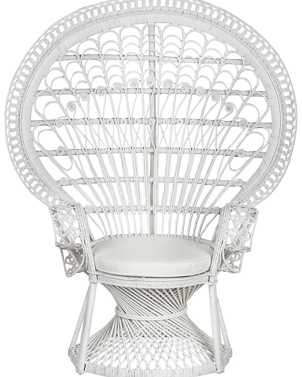 Tuolit<Beliani Riikinkukkotuoli Rottinki Valkoinen Emmanuelle