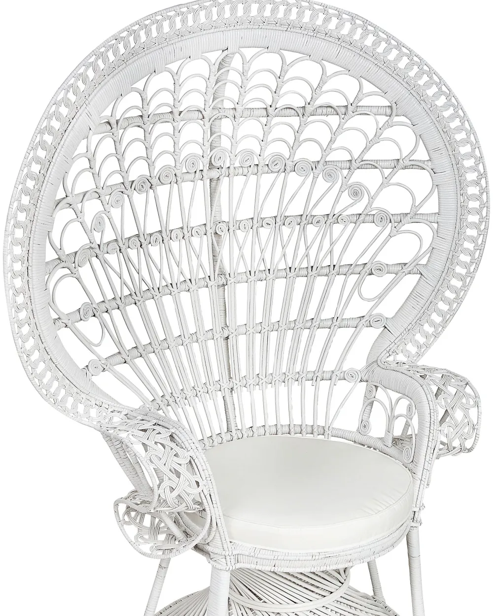 Tuolit<Beliani Riikinkukkotuoli Rottinki Valkoinen Emmanuelle