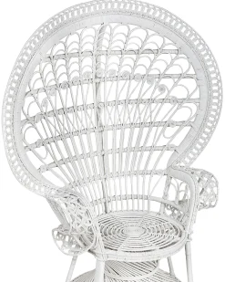 Tuolit<Beliani Riikinkukkotuoli Rottinki Valkoinen Emmanuelle