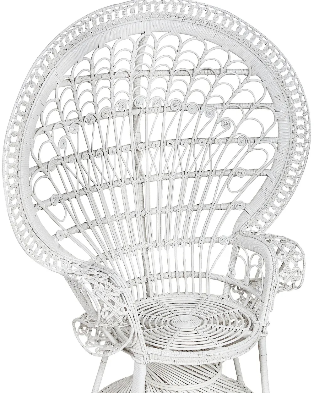 Tuolit<Beliani Riikinkukkotuoli Rottinki Valkoinen Emmanuelle