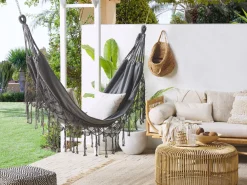 Outlet Beliani Riippumatto Puutarhaan Puuvillaa Harmaa Rocca