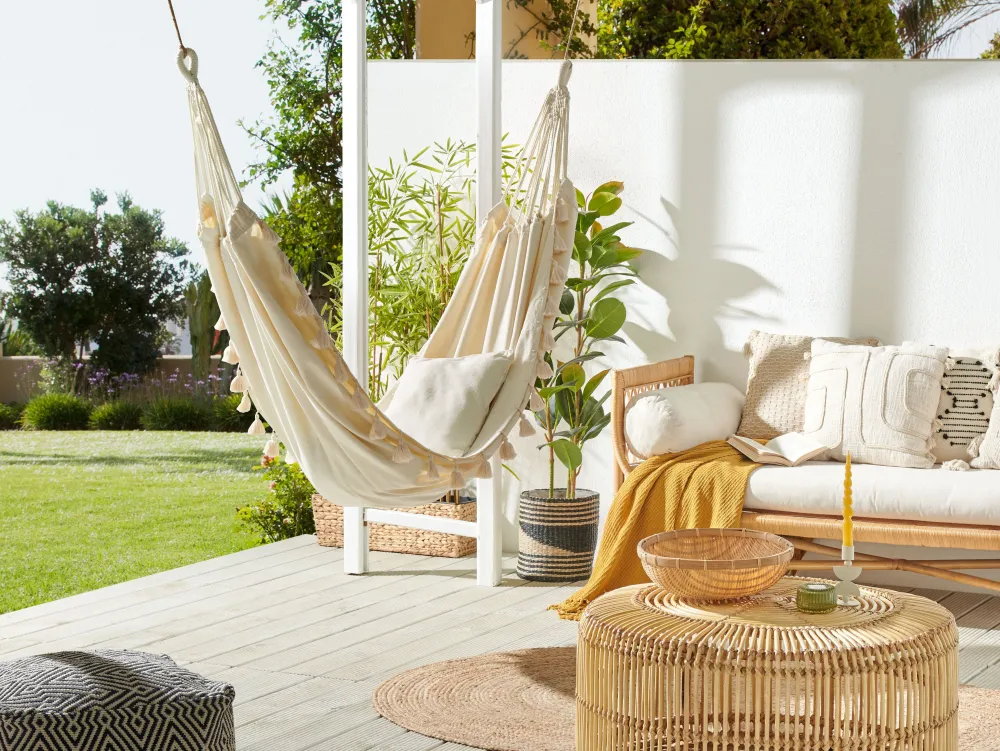 Ulkokalusteet<Beliani Riippumatto Puuvilla Kermanvalkoinen Vercelli