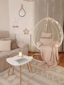 Nojatuolit<Beliani Riipputuoli Jalustalla Polyrottinki Valkoinen Fano