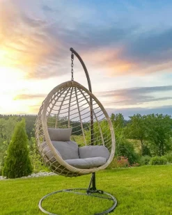 Cheap Beliani Riipputuoli Jalustalla Polyrottinki Harmaa Tollo