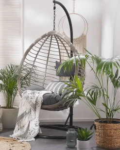 Cheap Beliani Riipputuoli Jalustalla Polyrottinki Harmaa Tollo