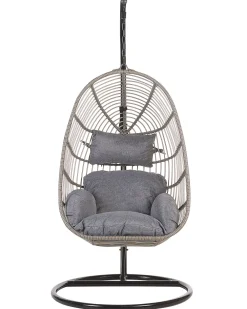 Outlet Beliani Riipputuoli Jalustalla Polyrottinki Harmaa Casoli