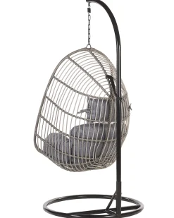 Outlet Beliani Riipputuoli Jalustalla Polyrottinki Harmaa Casoli