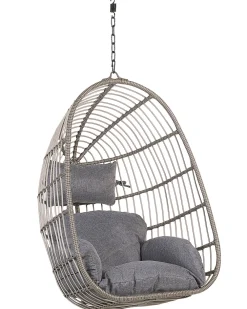 Outlet Beliani Riipputuoli Jalustalla Polyrottinki Harmaa Casoli