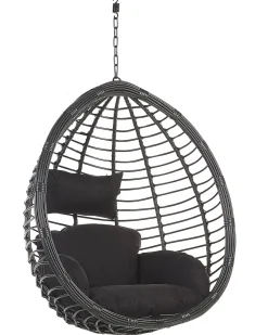 Nojatuolit<Beliani Riipputuoli Jalustalla Polyrottinki Musta Tollo