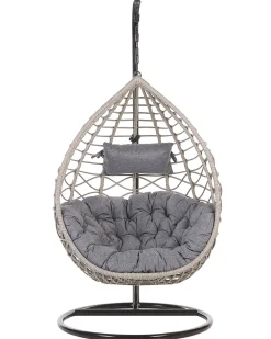 Outlet Beliani Riipputuoli Jalustalla Polyrottinki Harmaa Arsita