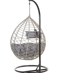 Outlet Beliani Riipputuoli Jalustalla Polyrottinki Harmaa Arsita