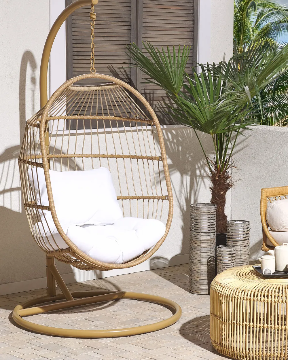 Nojatuolit<Beliani Riipputuoli Jalustalla Polyrottinki Luonnonvari Alba