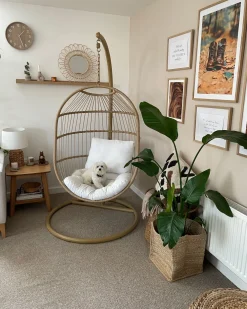 Nojatuolit<Beliani Riipputuoli Jalustalla Polyrottinki Luonnonvari Alba