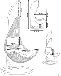 Ulkokalusteet<Beliani Riipputuoli Jalustalla Polyrottinki Musta Atri
