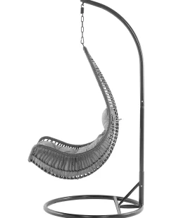 Ulkokalusteet<Beliani Riipputuoli Jalustalla Polyrottinki Musta Atri